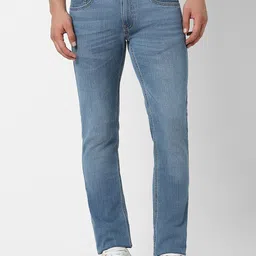 VAN HEUSEN DENIM LABS Men Blue Slim Fit Heavy Fade Cotton Jeans-image-96