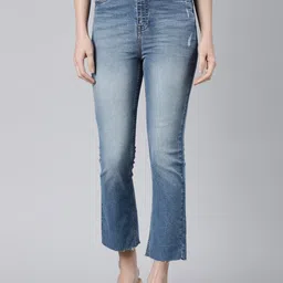 Go Colors Women Flared Heavy Fade Whiskers Jeans-image-96