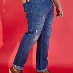 bigbanana Men Plus Size Low Distress Light Fade Stretchable Jeans image 3