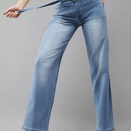 Miss Chase Women Wide Leg Clean Look Light Fade Stretchable Jeans-image-45