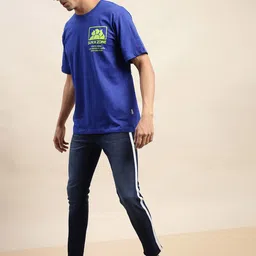 VEIRDO Men Original Slim Fit Side Striped Light Fade Cropped Cotton Jeans-image-3