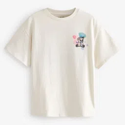NEXT Girls Minimal Placement Print Pure Cotton T-shirt-image-68