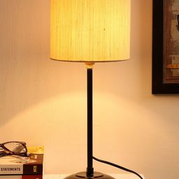 Devansh Cream-Coloured Solid Contemporary Cylindrical Table Lamp-20
