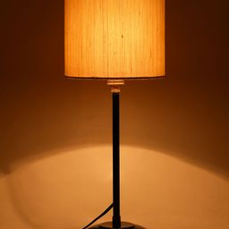 Devansh Cream-Coloured Solid Contemporary Cylindrical Table Lamp image 2