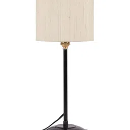 Devansh Cream-Coloured Solid Contemporary Cylindrical Table Lamp image 3