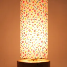 Devansh White & Pink Solid Contemporary Column Table Lamp with Shade-35