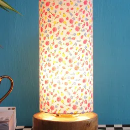 Devansh White & Pink Solid Contemporary Column Table Lamp with Shade image 2