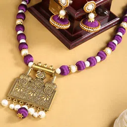 AKSHARA Purple & Gold-Toned German Silver Jewelry Set-40
