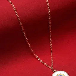 VOGUE PANASH Gold-Plated White & Yellow Handcrafted Evil-Eye Pendant With Chain-1