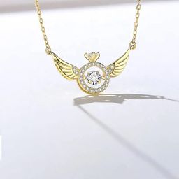 Jewels Galaxy Gold-Plated & Stone Studded Angel Wing Pendant with Link Chain-12