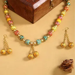 AKSHARA Brass-Plated Multi-Coloured Beaded Jewellery Set-22