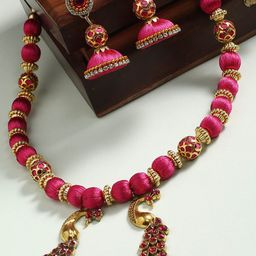 AKSHARA Pink & Gold-Toned German Silver Jewelry Set-picture-48