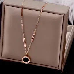 KARISHMA KREATIONS Rose Gold Plated Stainless Steel Pendants with Chains-picture-40