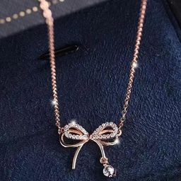 Jewels Galaxy Rose Gold-Plated American Diamond Studded Infinity Design Necklace-24