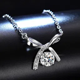 Jewels Galaxy Silver-Plated Crystal Studded Anti Tarnish Necklace-image-49