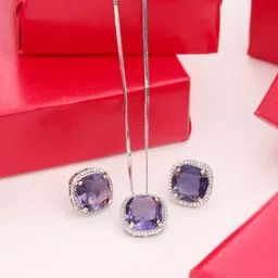 THE AAB STUDIO Rhodium-Plated CZ-Studded Jewellery Set-1