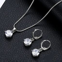 Designs & You Silver Plated Cubic Zirconia Jewellery Set-11
