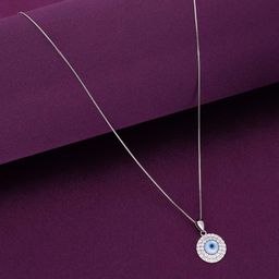 KAI JEWEL 92.5 Sterling Silver Rhodium-Plated CZ Evil Eye Pendant with Chain-image-72
