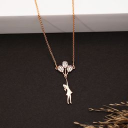 VOGUE PANASH Gold-Plated CZ-Studded Solitaire Girl Shaped Pendant With Chain-picture-6
