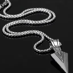 MEENAZ Men Silver-Plated Arrow-Shaped Pendant With Chain-image-14
