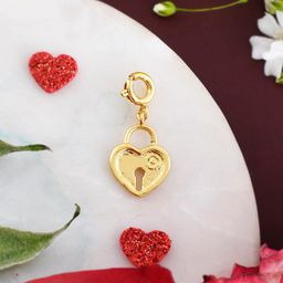 Voylla Gold-Plated Valentines Day Heart Lock Charm-image-1