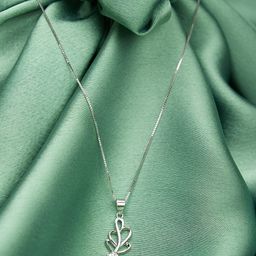 GIVA 925 Sterling Silver Rhodium Plated Zircon Branch Necklace with Box Chain-1
