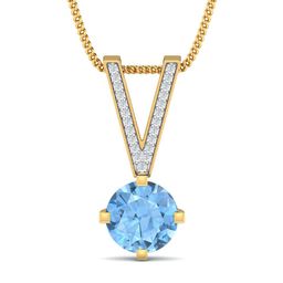 KUBERBOX 18KT Gold Diamond-Studded Ambrosia Aqua Charm Pendant 1.32 gm-image-21