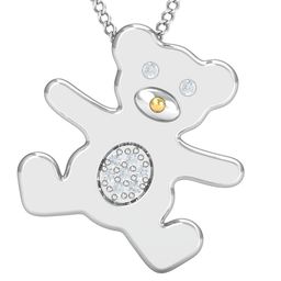 KUBERBOX 18KT White Gold Diamond-Studded Bear Pendant-1.57gm-62
