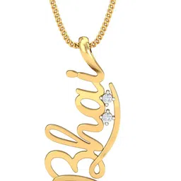 KUBERBOX 18KT Gold Diamond-Studded Bhai Pendant-1.04gm-65
