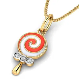 KUBERBOX 18KT Gold Diamond-Studded Candy Kids Pendant-0.77gm-60