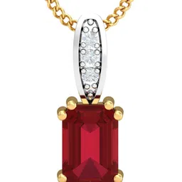 KUBERBOX Meridian 18KT Gold Diamond-Studded Ruby Pendant-0.76gm-image-25