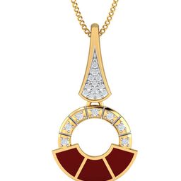 KUBERBOX 18K Gold Diamond Studded And Enamel Pendant - 1.24 g-54