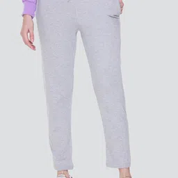 CUPID Women Grey Melange Solid Fleece Track Pants-image-12