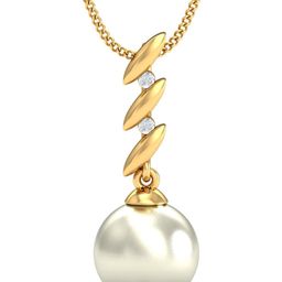 KUBERBOX Ringlet 18KT Gold Diamond-Studded & Pearl Pendant- 0.81 gm-image-20