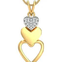 KUBERBOX Layered Heart 18KT Gold Diamond -Studded Pendant -1.19 gm-image-78