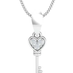 KUBERBOX Key To The Heart 18KT White Gold Diamonds Studded Pendant-0.63gm-image-69