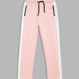 Blue Giraffe Girls Pink & White Color Blocked Track Pant-image-3