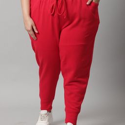 Rute Women Red Plus Size Cotton Joggers-55