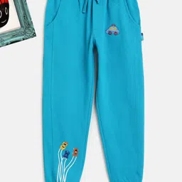 Lil Tomatoes Boys Blue Solid Cotton Joggers-image-21