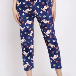 NEUDIS Women Conversational Printed Knitted Fleece Lounge Pant-4