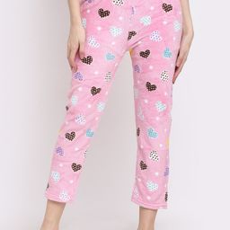 NEUDIS Women Heart Printed Knitted Fleece Lounge Pant-image-55