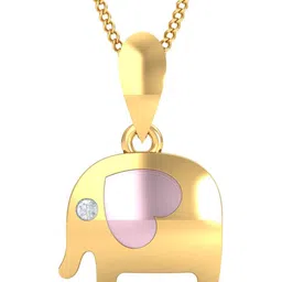 KUBERBOX Baby Elephant 18KT Gold Diamond Studded Pendant-1.17gm-picture-31