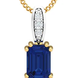 KUBERBOX 18K Gold Diamond And Sapphire Studded Pendant - 0.76 g-11
