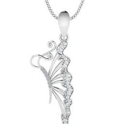KUBERBOX Bril Butterfly 18KT White Gold Diamond-Studded Sapphire Pendant - 1.22gm-image-14