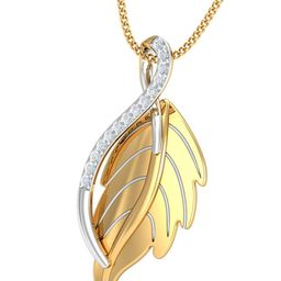 KUBERBOX Leafo 18K Yellow Gold Diamond -Studded Pendant- 2.02 gm-86