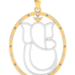 KUBERBOX Starry Ganesh 18KT Gold Diamond-Studded Pendant-2.19gm-picture-11