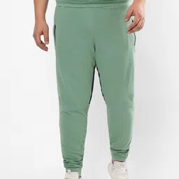 Instafab Plus size Green solid cotton track pants-7