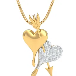 KUBERBOX Hearts & Arrows 18KT Gold Diamond-Studded Pendant-1.58gm-image-35