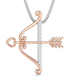 KUBERBOX 18K Rose Gold Diamond Heart Bow-Arrow Pendant - 0.77g-1