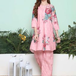 Bhama Couture Floral Printed A-Line Kurta with Trouser-44